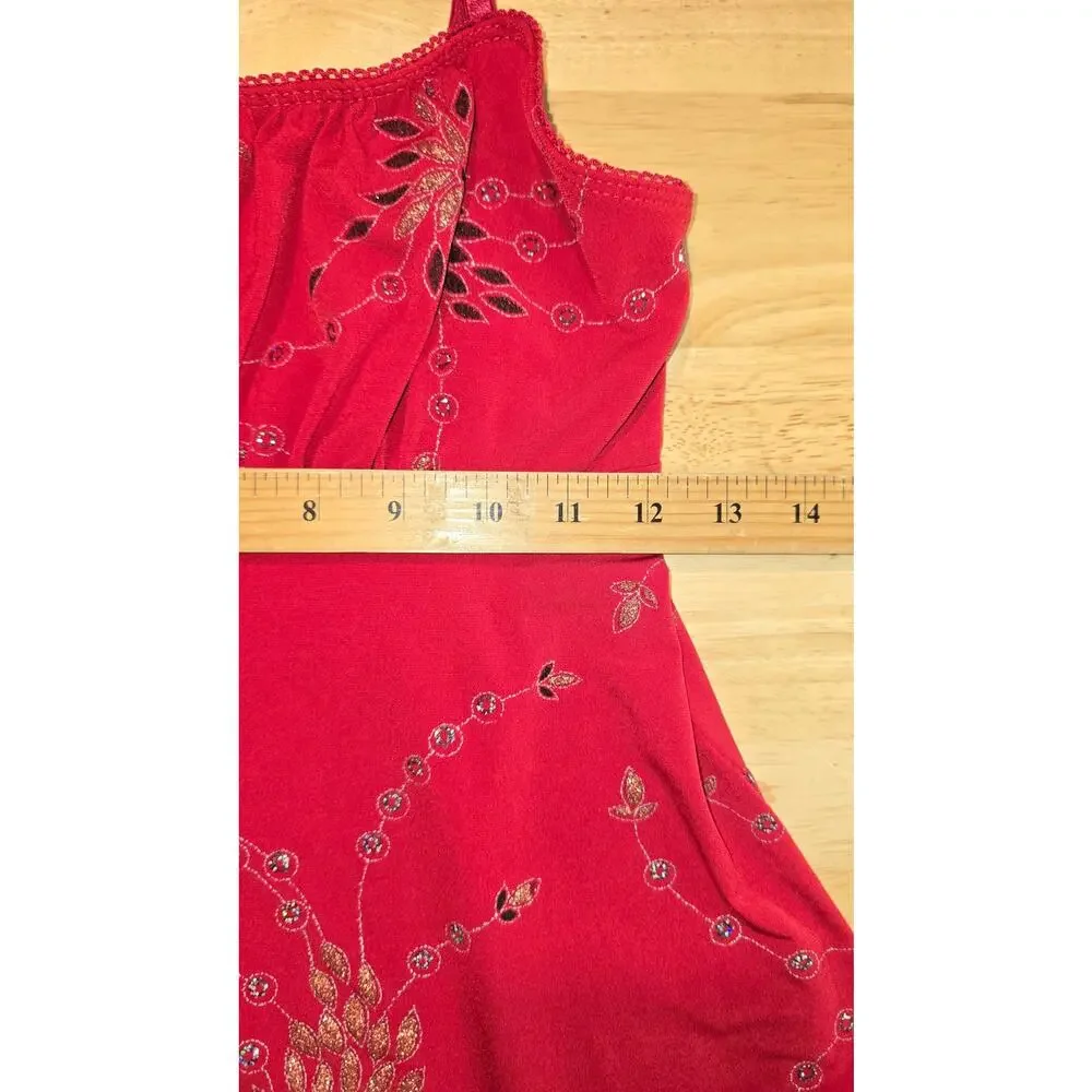 Vintage Y2K Club Cami Sparkle Red Size M IZ Byer California - Picture 5 of 8